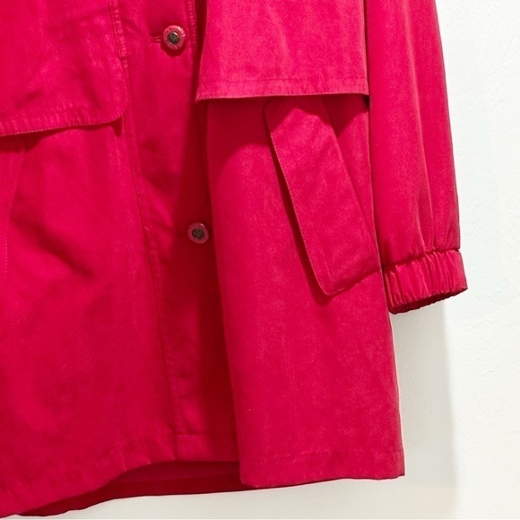 Vintage GALLERY Women’s Red Overcoat Zip Out Lining Lace Up Detail On Back Sz L - Picture 6 of 10